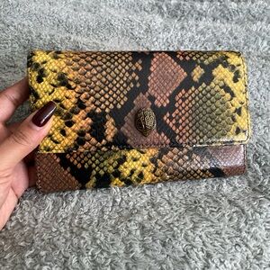 Kurt Geiger Snake Print Wallet with Yellow and Brown Tones